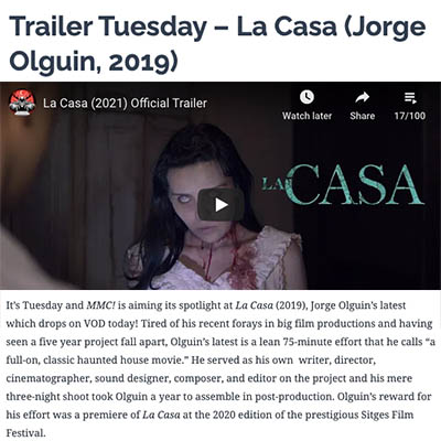 Trailer Tuesday – La Casa (Jorge Olguin, 2019)